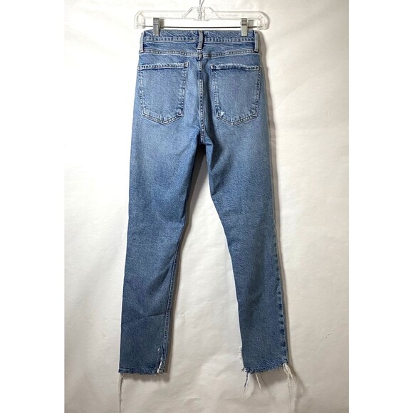 Agolde Nico Slim High Rise Jeans Womens Size 25 Blue Distressed Slits Button Fly - Picture 9 of 16